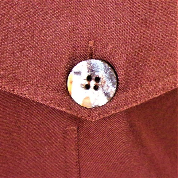 VICTORIA SOIE size 6 brown silk-blend short-sleeve tunic top dry clean or HW - Picture 12 of 14